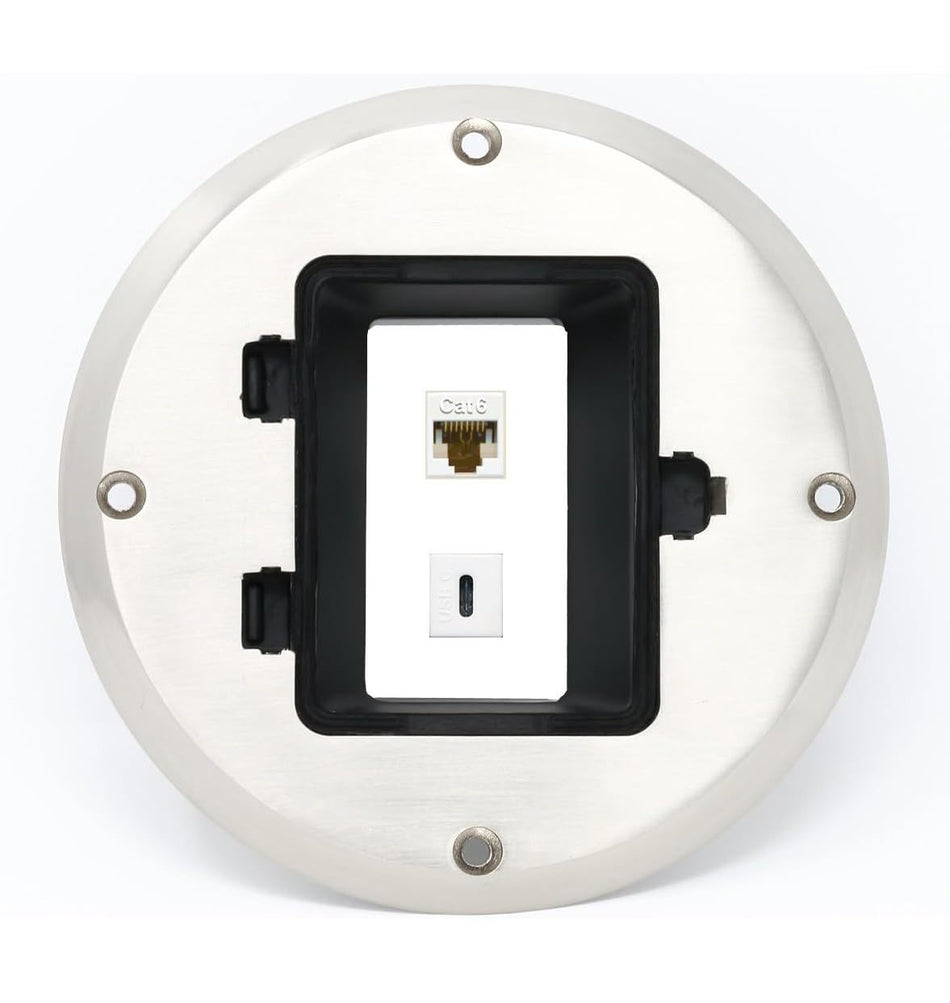 RiteAV CAT6 USBC Floor Box [Stainless Steel]