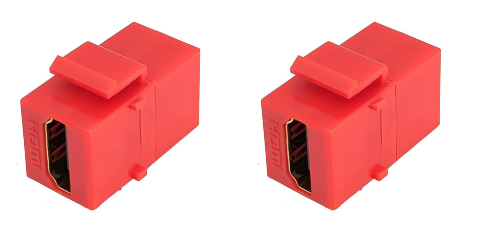 RiteAV HDMI Red Keystone Adapter Coupler Female to Female [2 Pack]