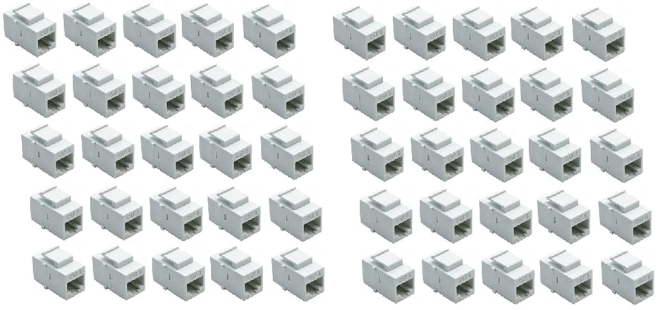 RiteAV - RJ45 Female to Female UTP CAT 6 Keystone Coupler White (50 Pack)