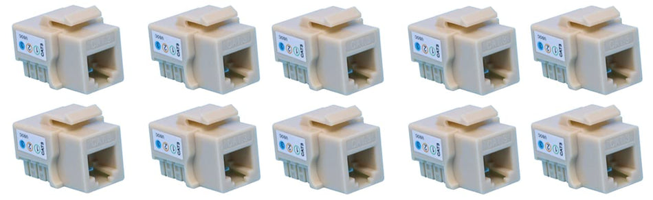 RiteAV RJ 11 (Cat 3) Keystone Jack Beige Punchdown (10 Pack)