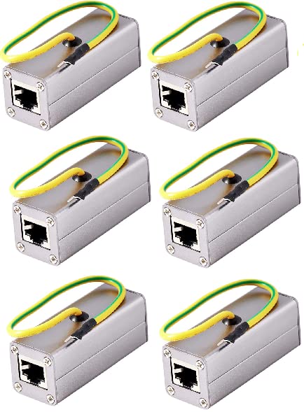 RiteAV - Outdoor Ethernet POE+ / RJ-45 Surge Protector (Shielded) for Thunder & Lightning Protection (Gigabyte) - 6 Pack