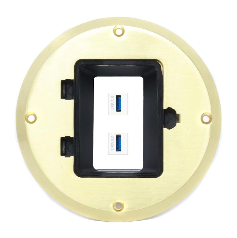 RiteAV 2 USB-3 Floor Box [Gold-Brass]