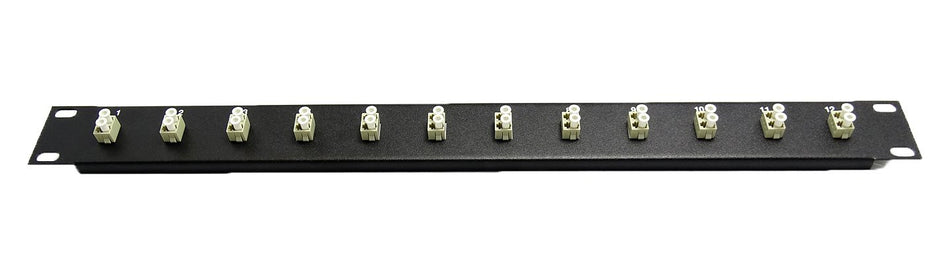 LC fiber patch panel (laddad 1u) 19 tum 12 Port Beige Couplers (Multimode)