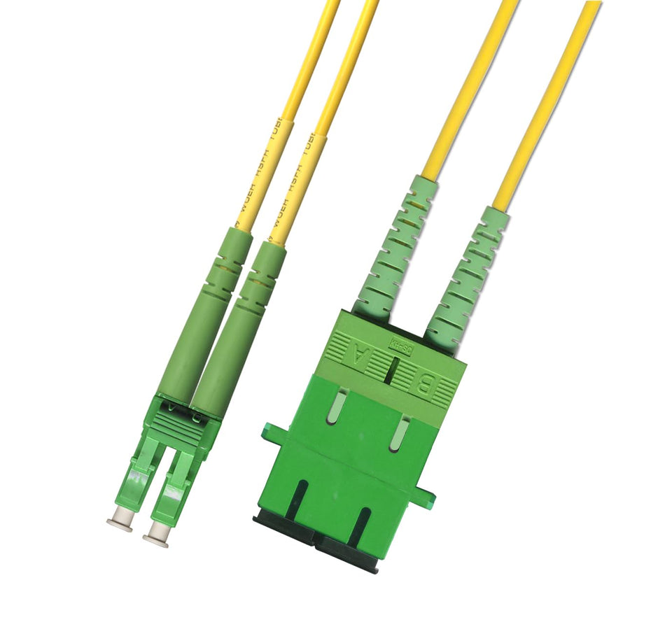 RiteAV 1FT Fiber Optic Hybrid Adapter Coupler Connector Cable LC (Male) to SC (Female) APC Singlemode (9/125) Duplex