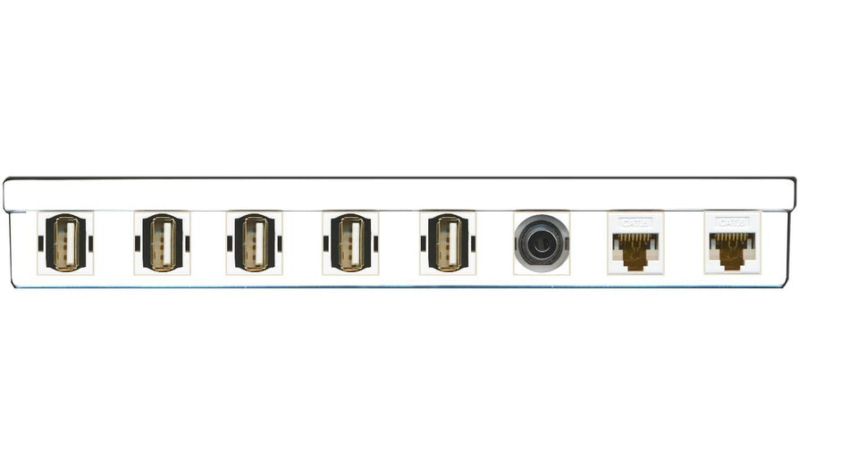 RiteAV - 2 Cat6 White 3.5mm 5 USB A-A Surface/Furniture Mount Box