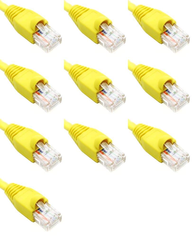 15 Feet Cat6 Slim Ethernet Network Patch Cables Yellow RJ45 m/m (10 Pack)