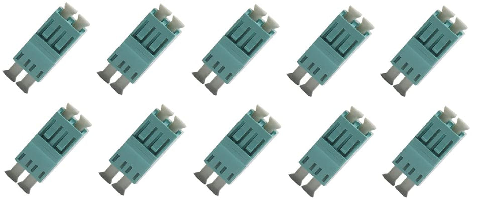 Fiber Optic Cable Adapter/Coupler LC LC Duplex Multimode 10 Gigabit 10gb [Aqua] (10 Pack)