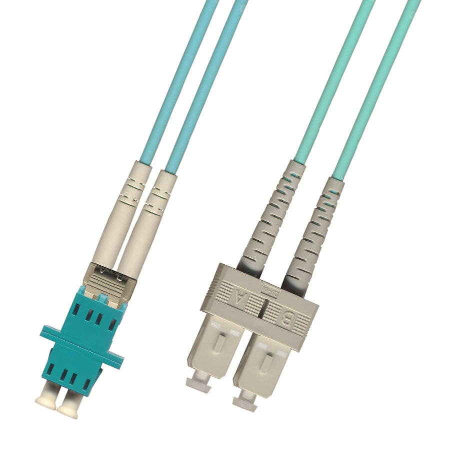 RiteAV 1FT Fiber Optic Hybrid Adapter Coupler Connector Cable LC (Female) to SC (Male) 10Gb Gigabit (50/125) Duplex