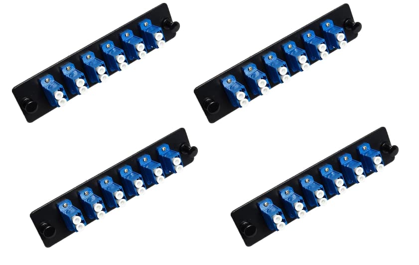 RiteAV LGX Footprint LC Adapter Panel, 6 Ports, Loaded w/6 LC Duplex Singlemode Adapters, Black (4 Pack)