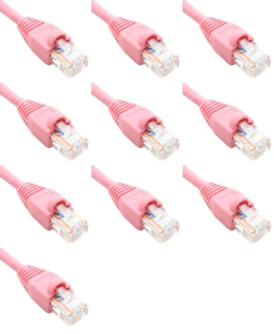 1 Foot Cat6 Slim Ethernet Network Patch Cables Pink RJ45 m/m (10 Pack)