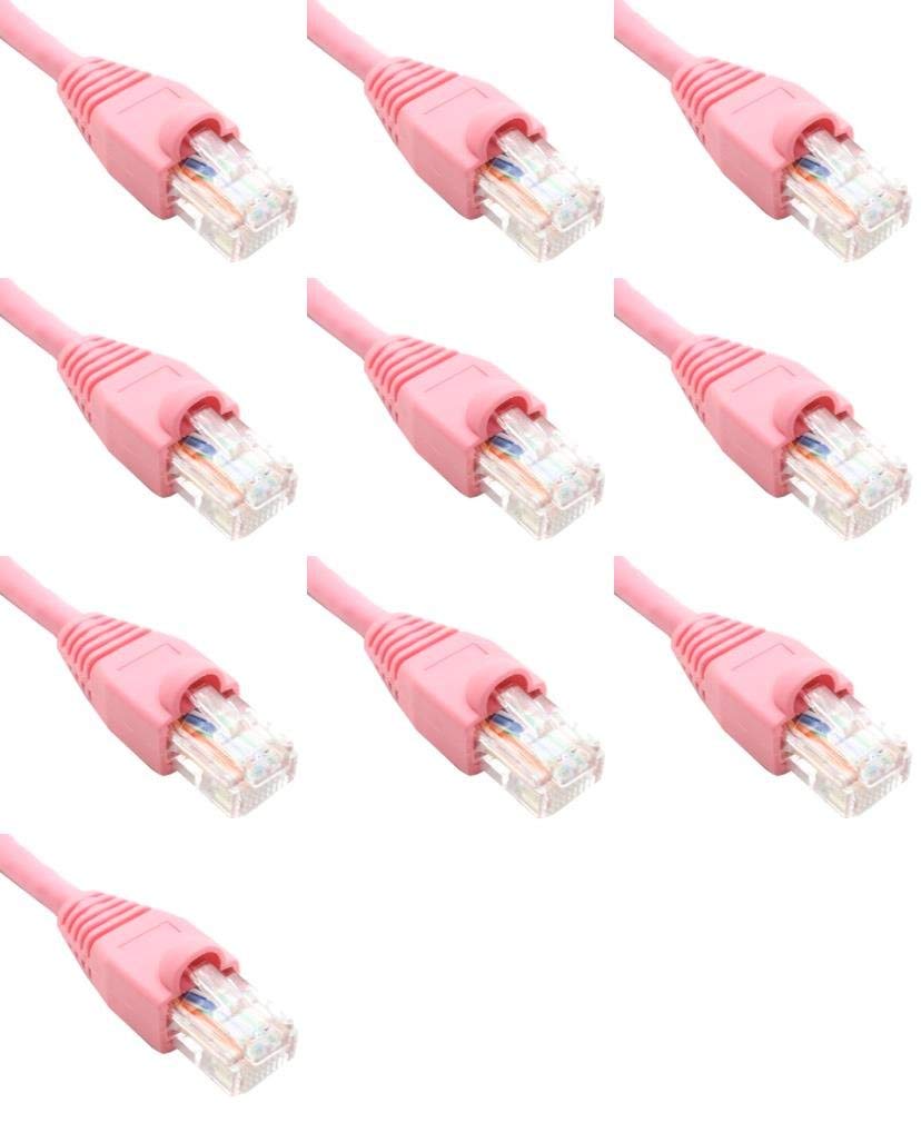 1 Foot Cat6 Slim Ethernet Network Patch Cables Pink RJ45 m/m (10 Pack)