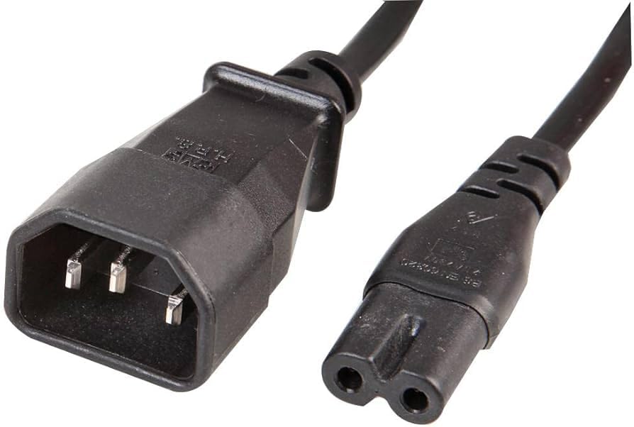 RiteAV - Standard Molded IEC 320 C14 to C7 Plug AC Power Plug Adapter Cable PDU UPS, Standard AC Power Cord, 10A/110V-240V, C14 to C7, (IEC-60320-C14 to IEC-60320-C7) (3 ft.)