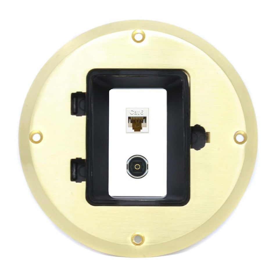 RiteAV CAT6 TOSLINK Floor Box [Gold-Brass]