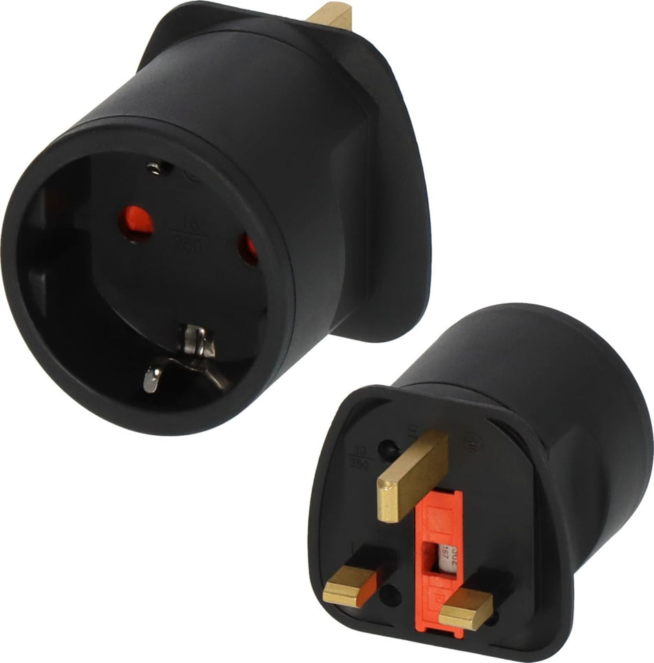 RiteAV - adapter för reseuttag för anslutning av elektriska apparater med jordad kontakt i länder med British Standard