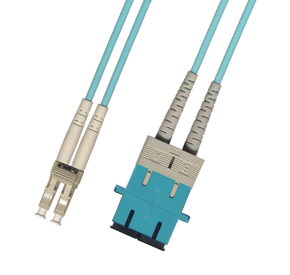 RiteAV 1FT Fiber Optic Hybrid Adapter Coupler Connector Cable LC (Male) to SC (Female) 10Gb Gigabit (50/125) Duplex