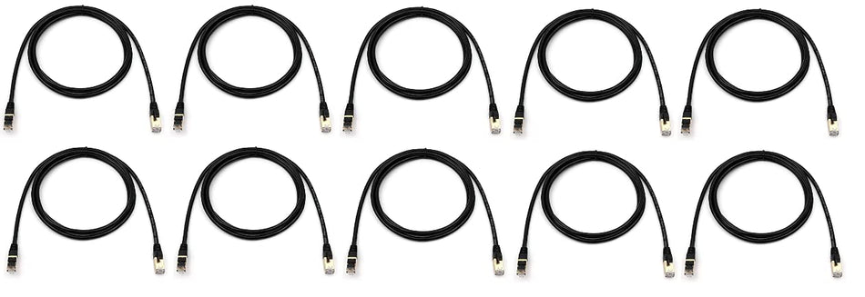 60ft Cat7 Outdoor Waterproof Ethernet Direct Burial Cable (600MHz) Shielded (Pure Copper) PE Rugged Jacket (10 Pack)