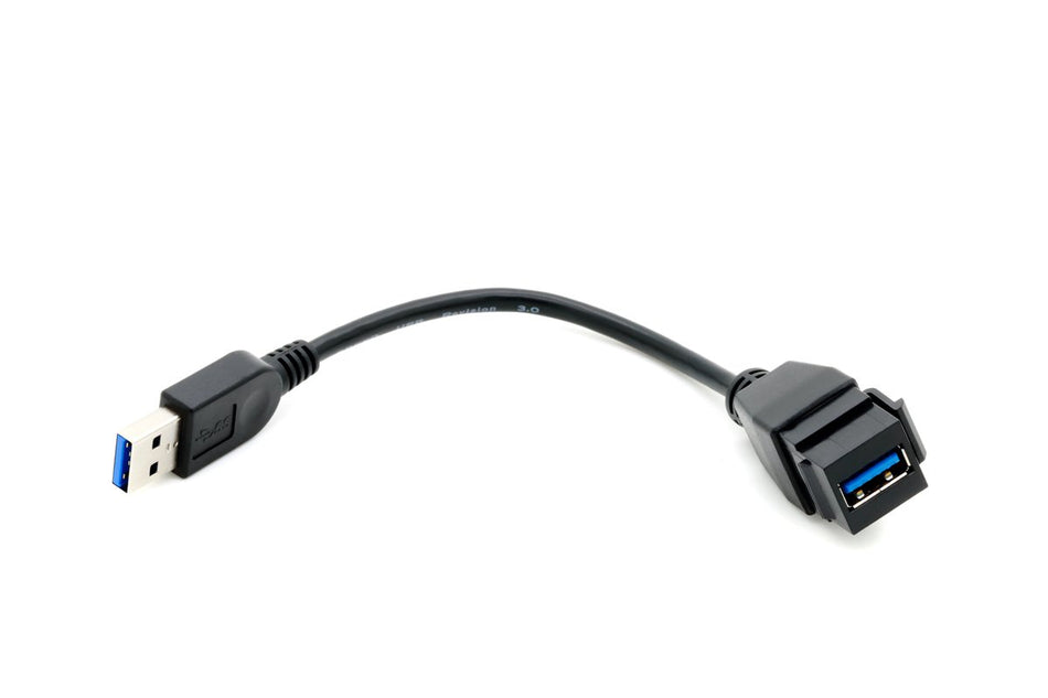 RiteAV Black USB 3 A Male-Female M/F Pigtail Extension Keystone-to-Cable Dongle [5 Pack]