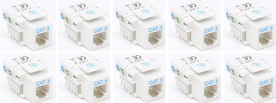 RiteAV RJ11 (Cat3) Keystone Jack White Punchdown (10 Pack)