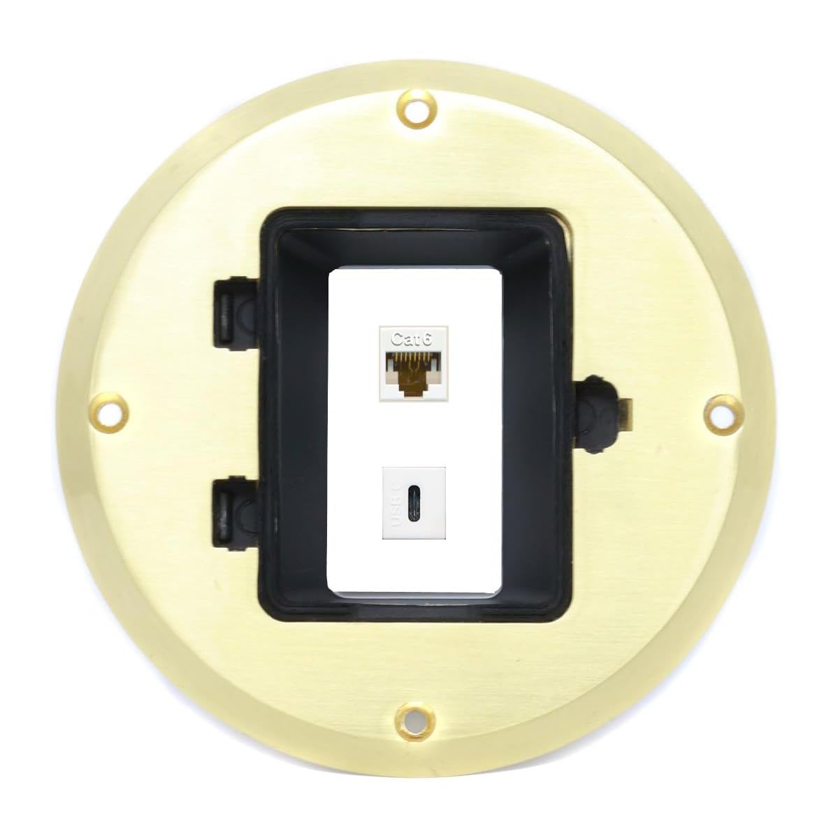 RiteAV CAT6 USBC Floor Box [Gold-Brass]