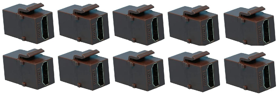 RiteAV HDMI 2.0 Brown Keystone Adapter Coupler Female to Female (10 Pack)