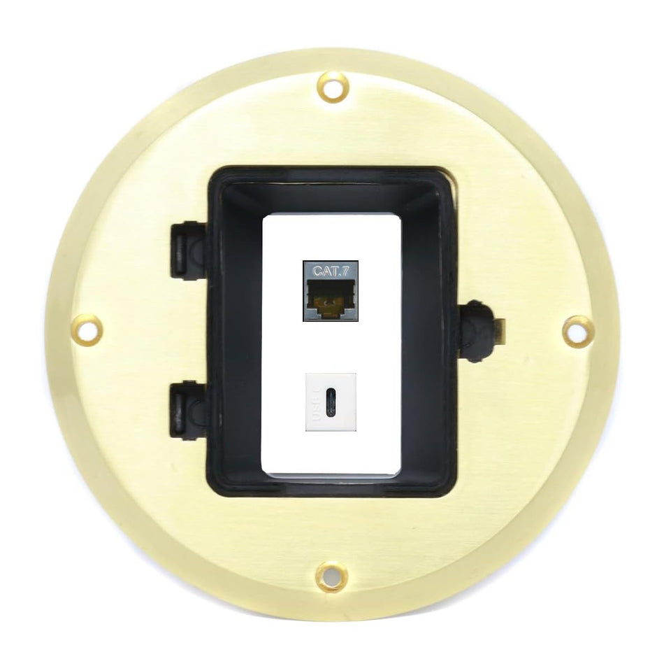 RiteAV CAT7 USBC Floor Box [Gold-Brass]