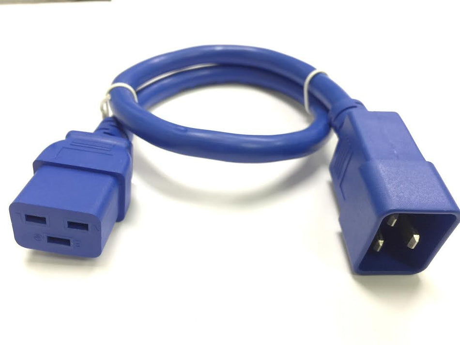 RiteAV - Heavy Duty Extension Power Cord, C19 to C20, 12AWG, 20 AMPS, 250V (Blue, 3ft)