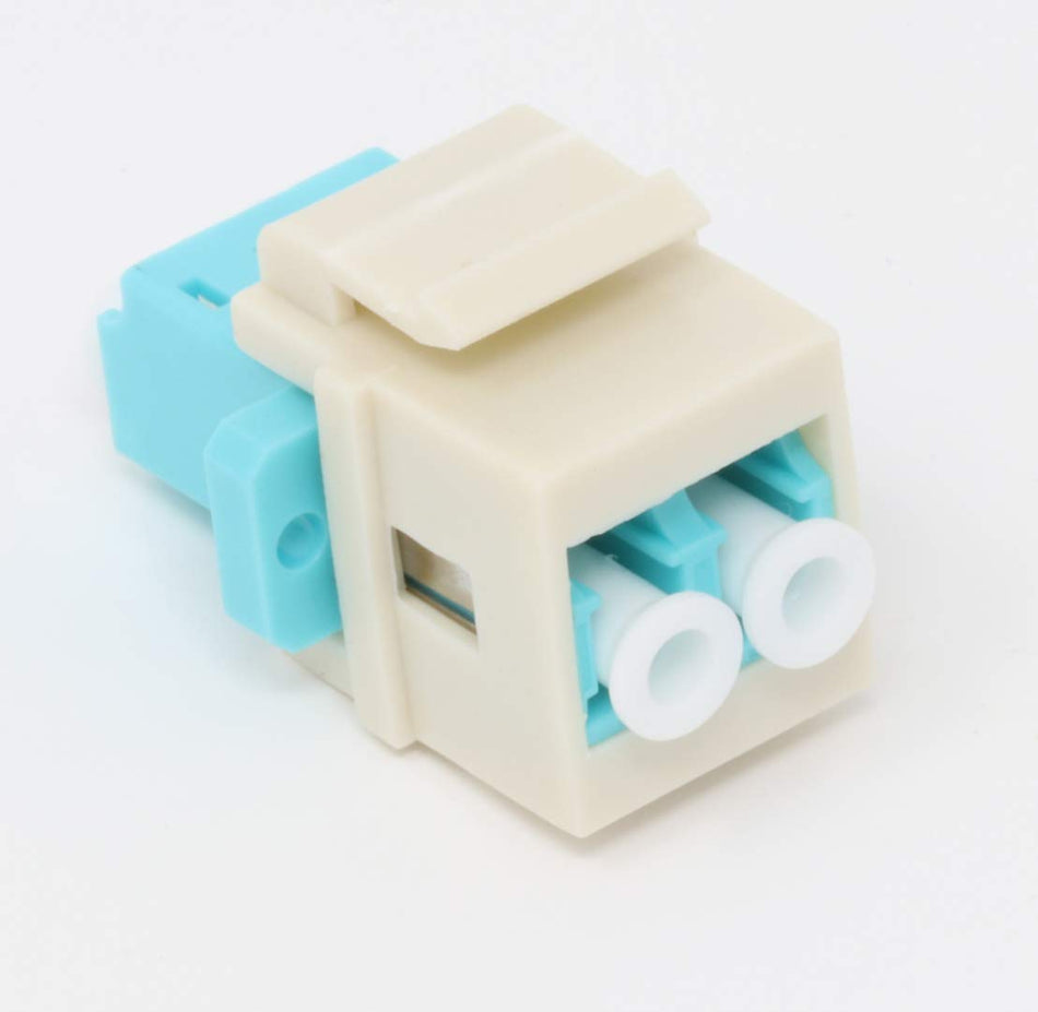 RiteAV Fiber Optic Keystone Coupler Jack LC Duplex Multimode 10GB - Light Almond