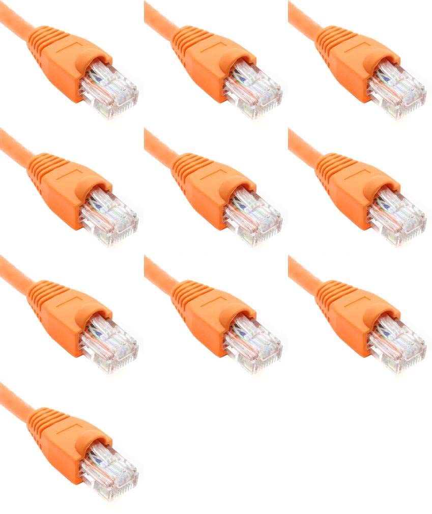 2 Feet Cat6 Slim Ethernet Network Patch Cables Orange RJ45 m/m (10 Pack)