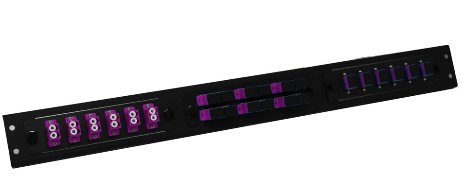 RiteAV 3 LGX Combo Patch Panel for Fiber Optic Cable Includes 3 x Loaded LGX Patch Panels (LC Duplex, SC Simplex, and SC Duplex) - OM4 40Gb Gigabit Magenta Couplers