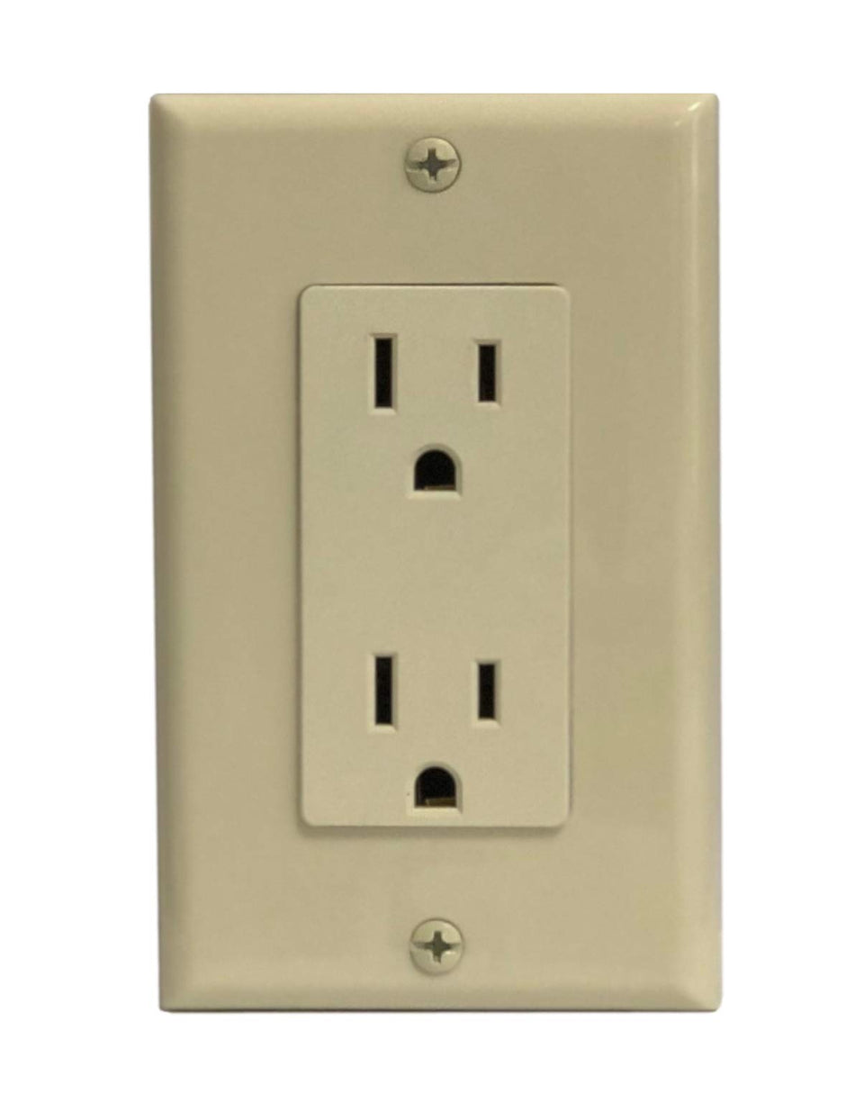 RiteAV 15A Electrical Duplex Receptacle Wall Outlet Plate 1 Gang Decorative - Light Almond