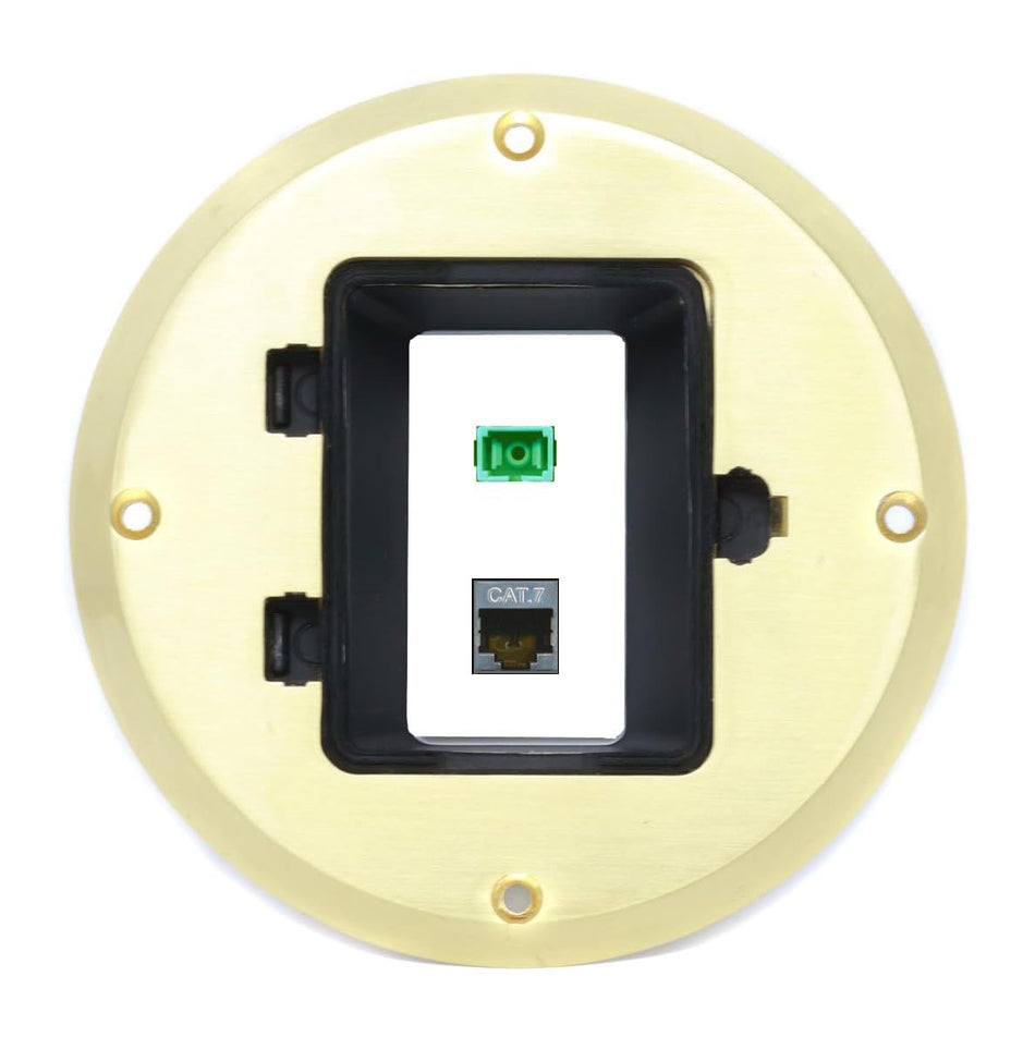 RiteAV CAT7 SC-APC-SX Floor Box [Gold-Brass]