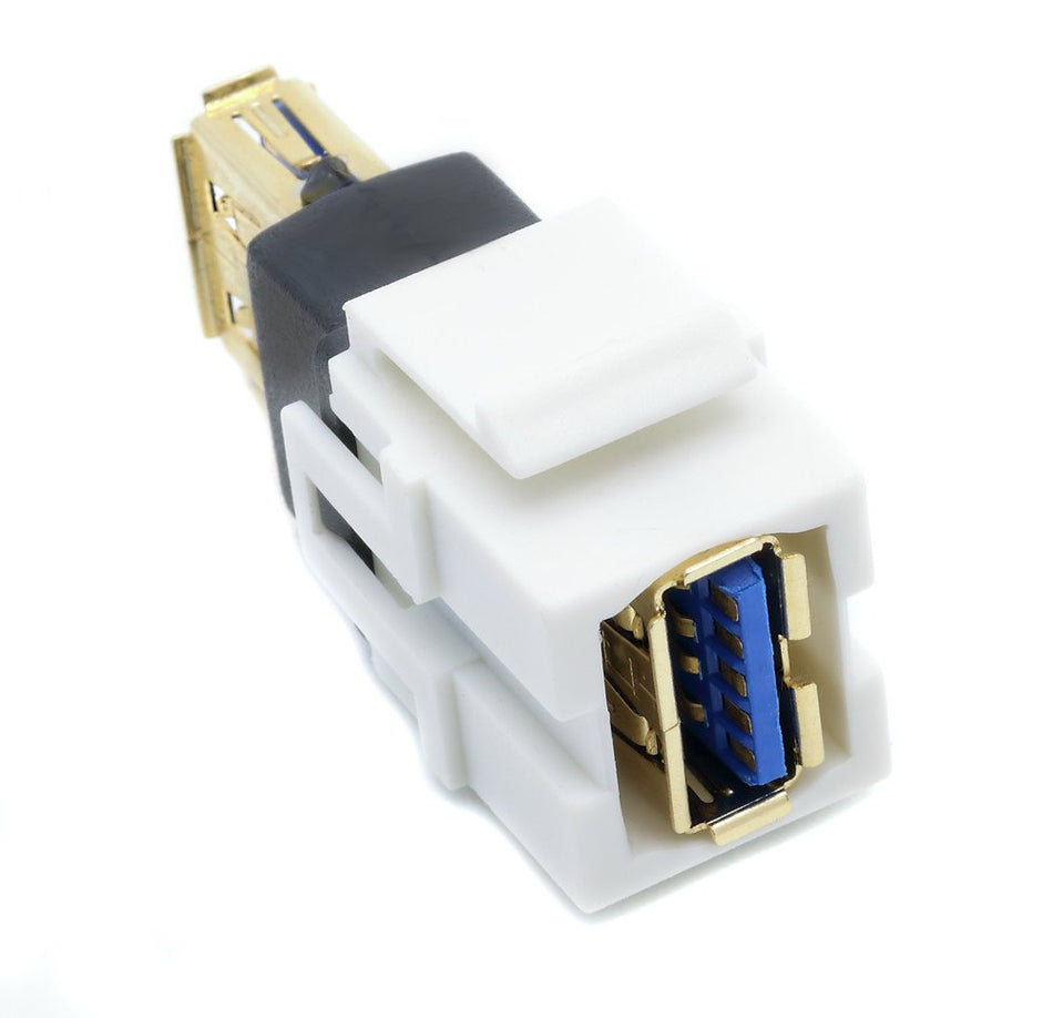 RiteAV White USB 3.0 Keystone Jack A-A Female to Female
