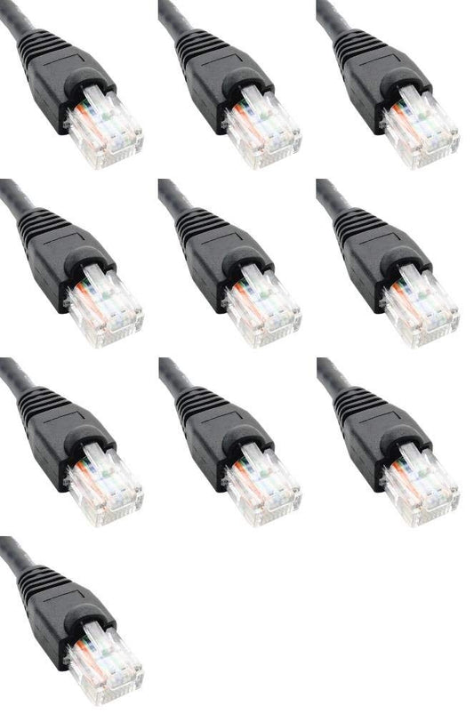 1 Foot Cat6 Slim Ethernet Network Patch Cables Black RJ45 m/m (10 Pack)