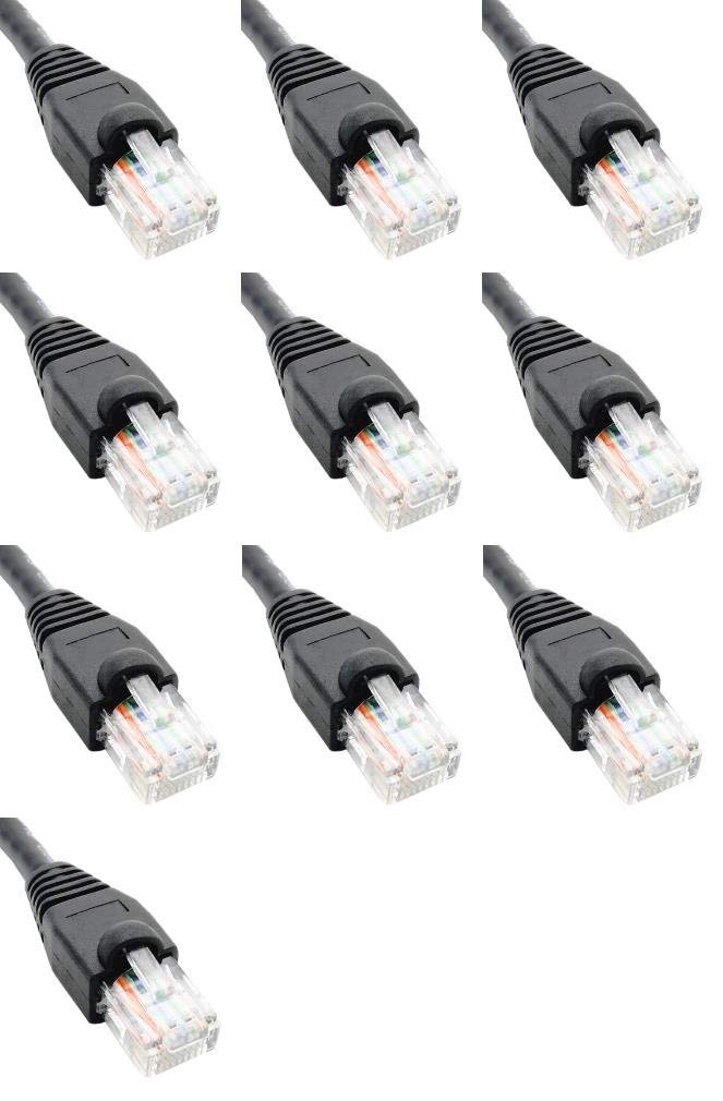 14 Feet Cat6 Slim Ethernet Network Patch Cables Black RJ45 m/m (10 Pack)