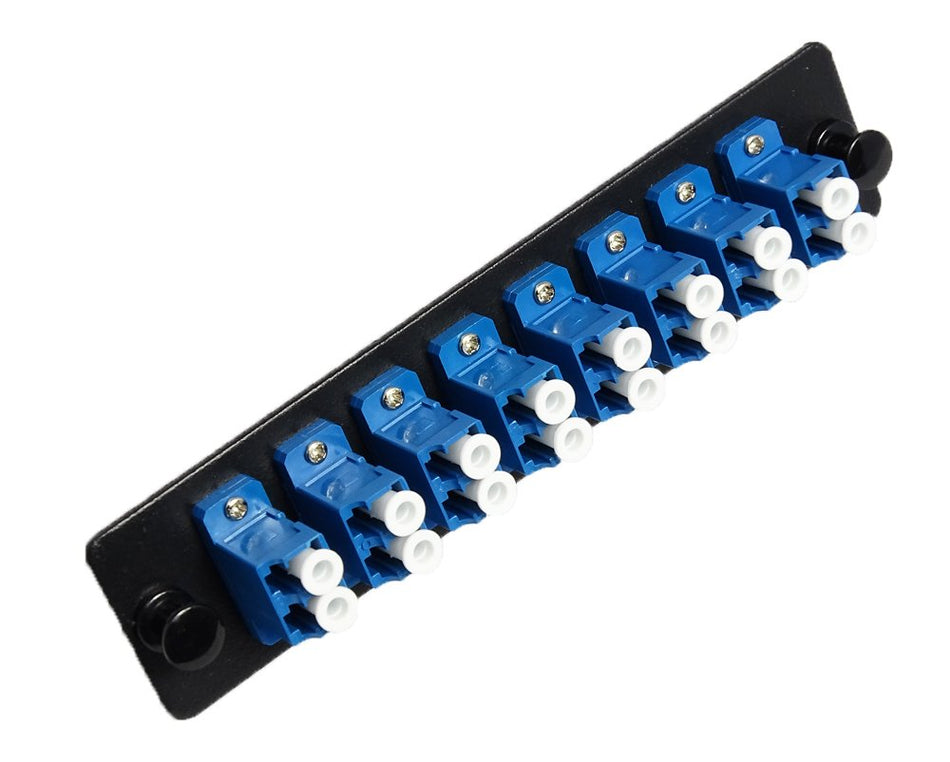 RiteAV LGX Footprint LC Adapter Panel, 8 Ports, Loaded w/8 LC Duplex Singlemode Adapters, Black