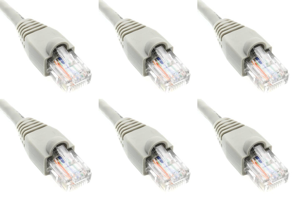 Pack of 6 - Gray 2FT Cat6 Ethernet Network Cable LAN Internet Patch Cord RJ45 Gigabit