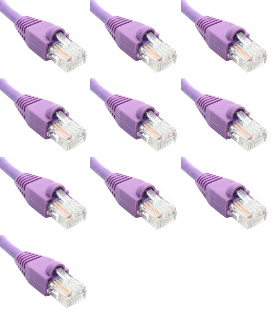 3 Ft (3ft) Cat6 Slim Ethernet Network Patch Cable RJ45 (10 Pack) Purple