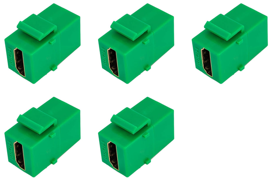 RiteAV HDMI Green Keystone Adapter Coupler Female to Female [5 Pack]
