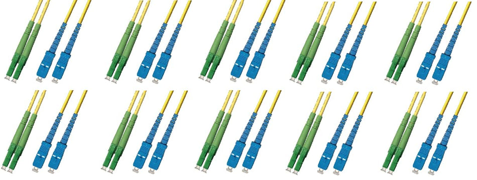 15M - Singlemode Duplex Fiber Optic Cable (9/125) - LC/APC to SC/UPC - 10 Pack