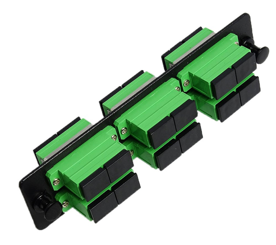 RiteAV LGX Footprint SC Adapter Panel, 6 Ports, Loaded w/6 SC Duplex Singlemode APC Adapters, Black