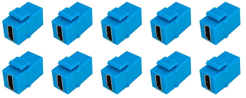 RiteAV HDMI Blue Keystone Adapter Coupler Female to Female [10 Pack]