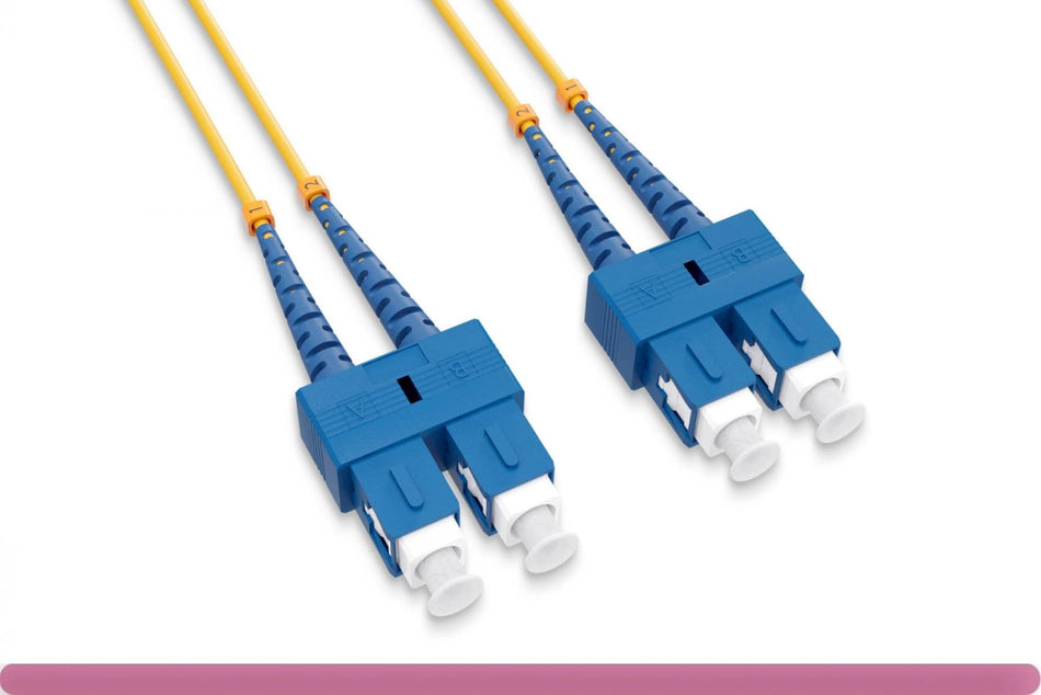RiteAV - SC/SC UPC Duplex Single Mode Fiber Optic Cable, OS2 Short Boot 9/125 ((3 Meter))