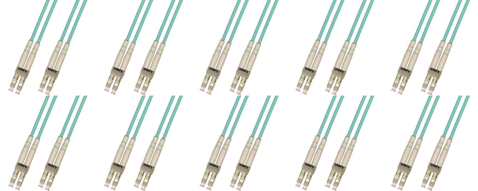 RiteAV 10 Pack 1M 3mm Multimode Duplex 10 Gigabit Fiber Optic Cable (50/125) - LC to LC