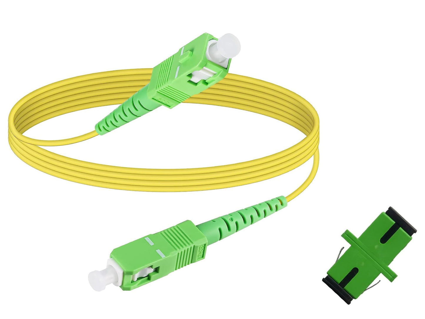 RiteAV 30M (100 Foot) - Singlemode Simplex Network Internet Fiber Optic Patch Cord Cable with Female Coupler Extension Adapter (9/125) - SC/APC to SC/APC Male/Male