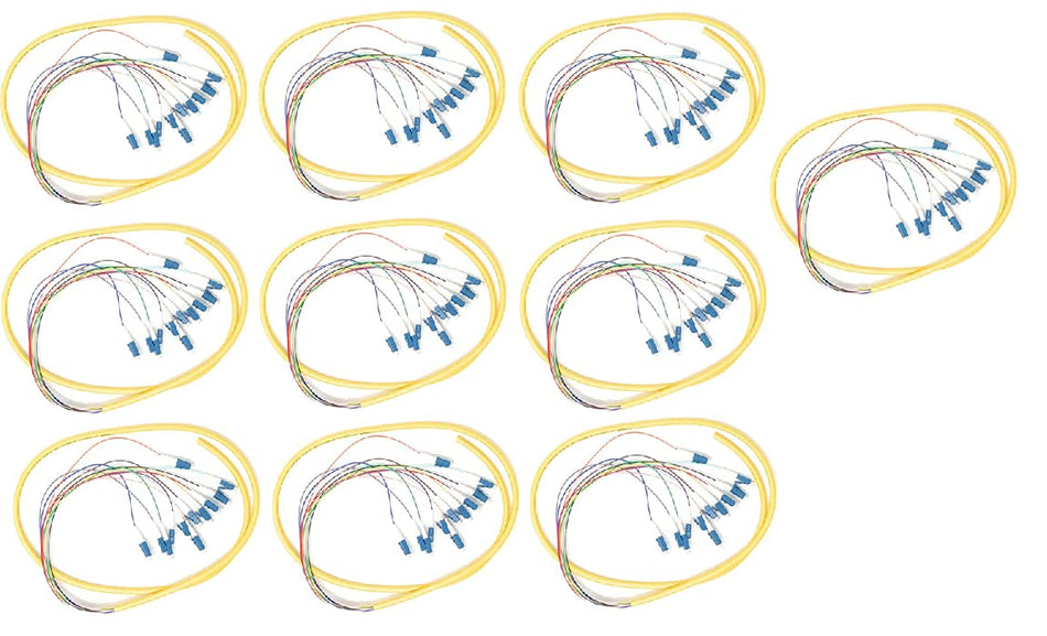Ultra Spec Cables 12 Strand Singlemode LC-UPC Fiber Pigtail, 3 Meter - 10 Pack for Splice