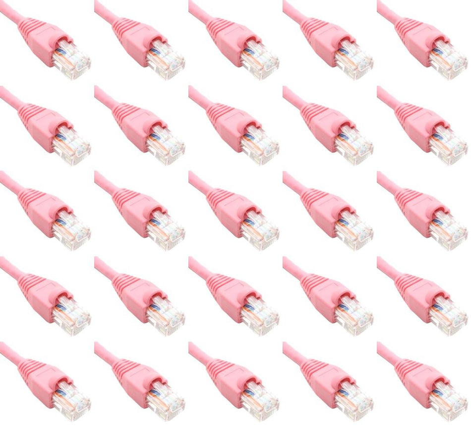 Pack of 250 - Pink 1FT Cat6 Ethernet Network Cable Lan Internet Patch Cord RJ45 Gigabit