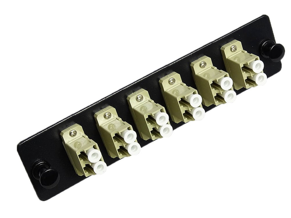 RiteAV LGX Footprint LC Adapter Panel, 6 Ports, Loaded w/6 LC Duplex Multimode Adapters, Black