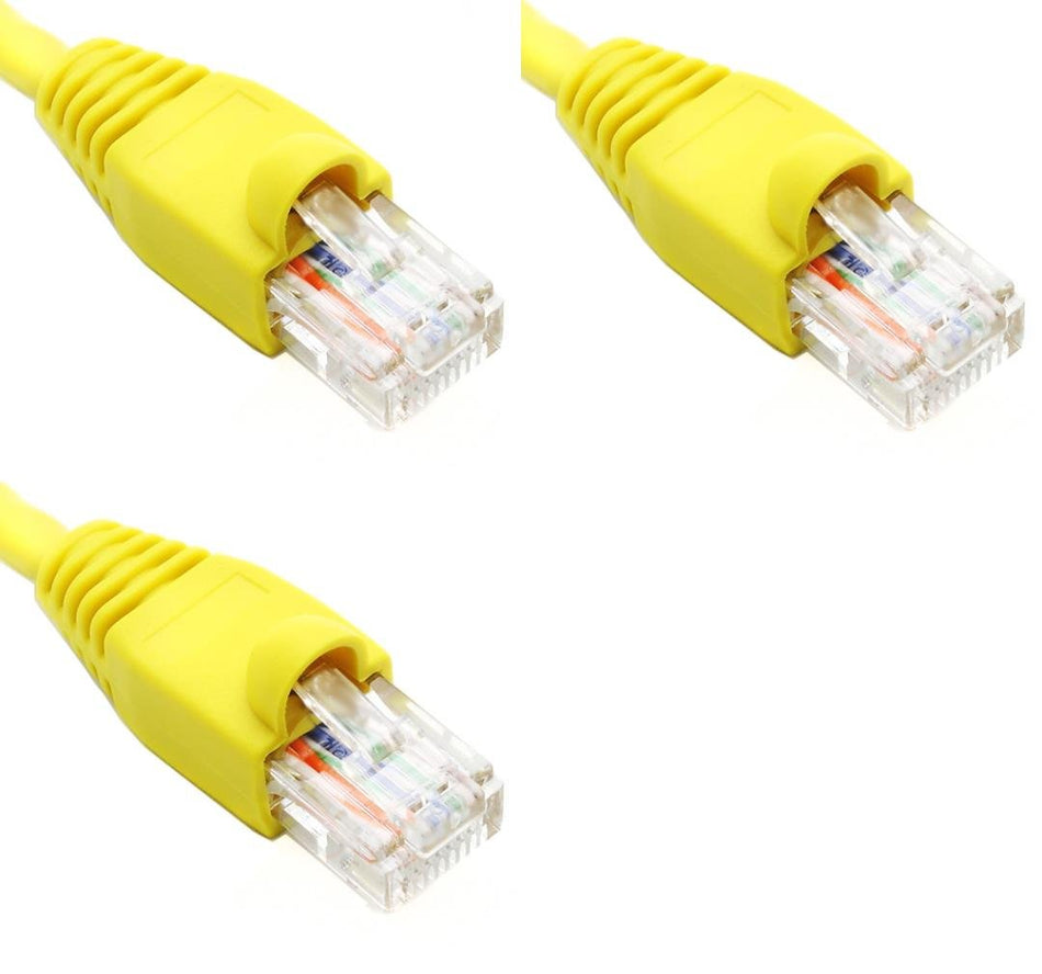 Pack of 3 - Yellow 2FT Cat6 Ethernet Network Cable LAN Internet Patch Cord RJ45 Gigabit