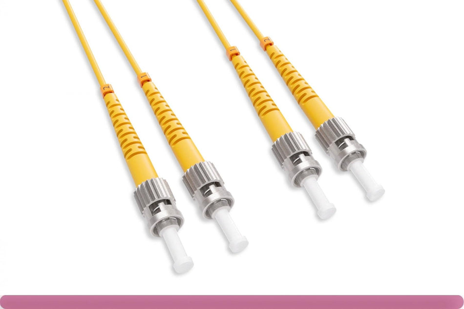 RiteAV - OS2 Short Boot 9/125 ST/ST UPC Duplex Single Mode Fiber Optic Cable ((2 Meter))