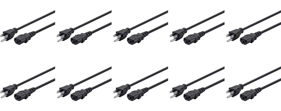 RiteAV 25FT 14AWG Power Cord Cable 3 Conductor PC Power Connector NEMA 5-15P to IEC-320-C13 (10 Pack)